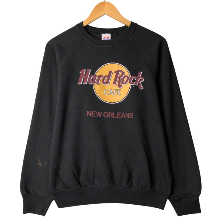 Vintage 1980'S Anvil Hard Rock Cafe Advertising Sweatshirt, Made in USA, Men's Size L polyester black type Vintage Second Hand