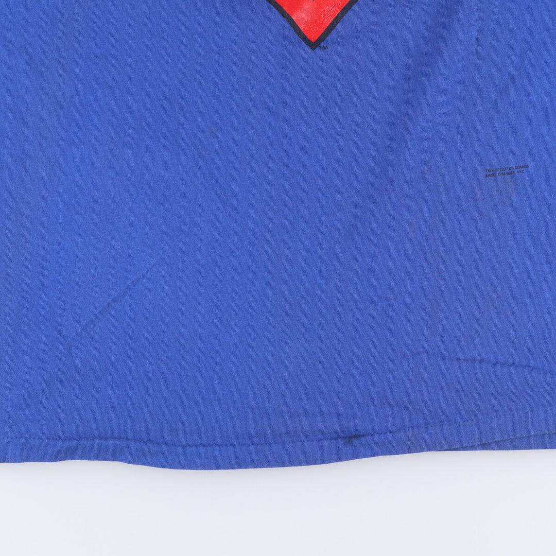 Changes SUPERMAN Superman Character Print T-Shirt Made in USA Men's XL cotton blue type Vintage Second Hand