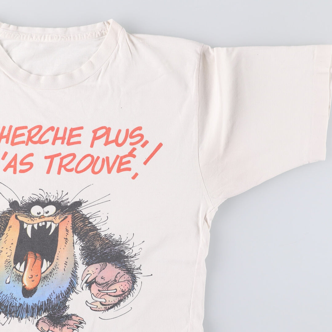 Andre Franquin character print T-shirt, men's size S unclear white type Vintage Second Hand