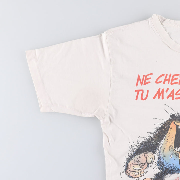 Andre Franquin character print T-shirt, men's size S unclear white type Vintage Second Hand