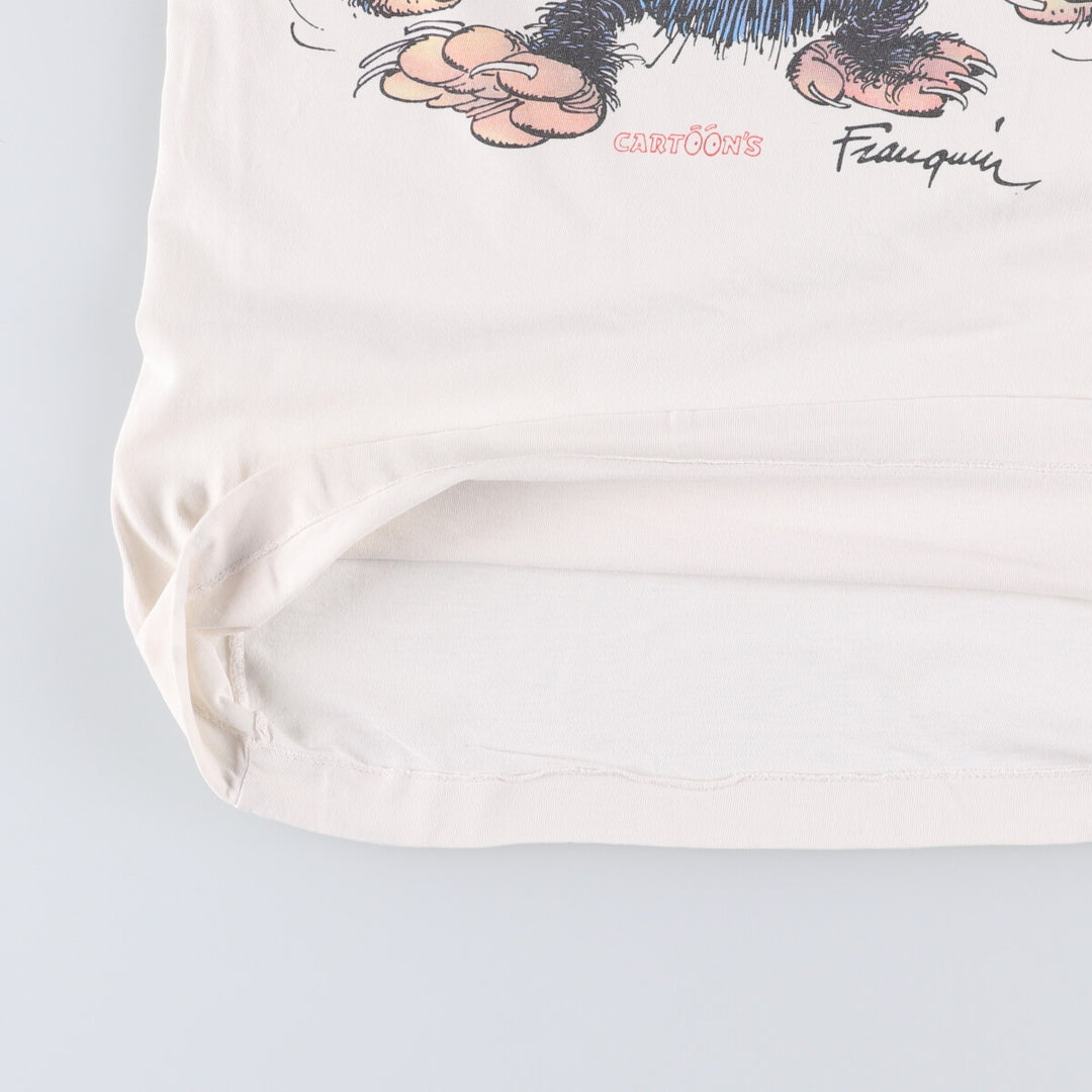 Andre Franquin character print T-shirt, men's size S unclear white type Vintage Second Hand