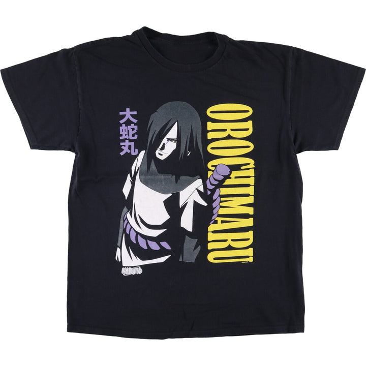 Naruto Orochimaru Anime Character Print T-Shirt, Men's Size M unclear black type Vintage Second Hand
