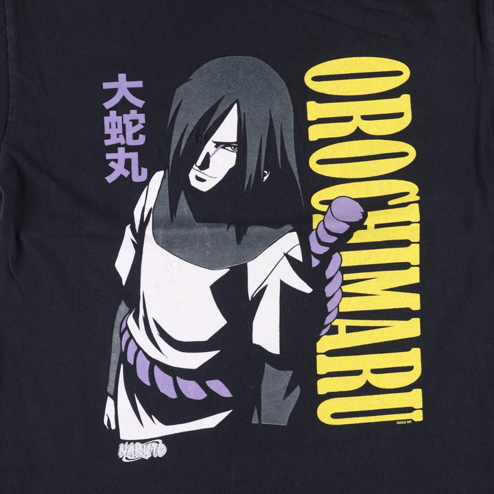 Naruto Orochimaru Anime Character Print T-Shirt, Men's Size M unclear black type Vintage Second Hand