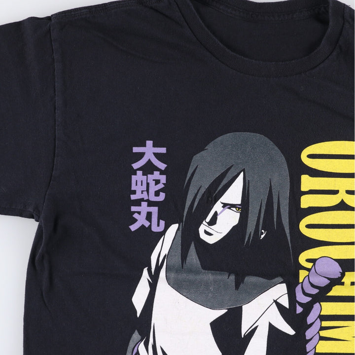 Naruto Orochimaru Anime Character Print T-Shirt, Men's Size M unclear black type Vintage Second Hand