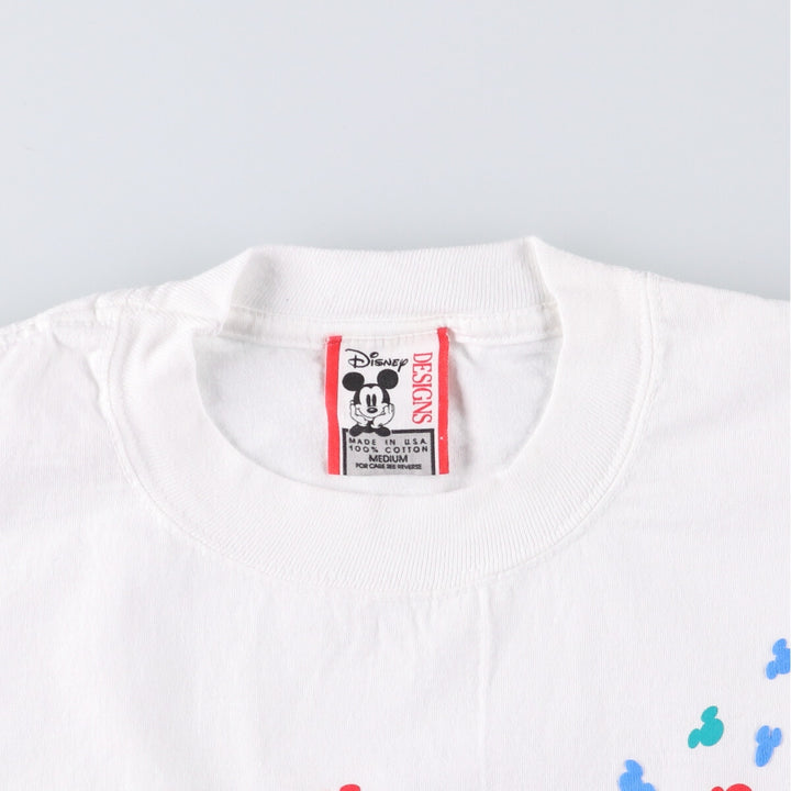 Vintage 90'S Disney Mickey Mouse character print T-shirt, Made in USA, Size M, Men's Size M cotton white type Vintage Second Hand