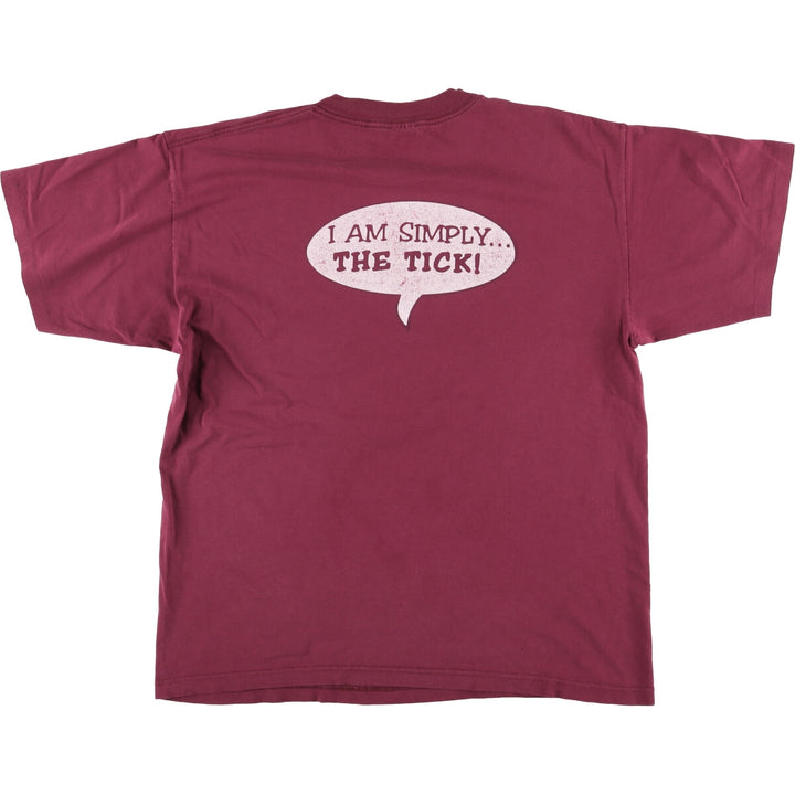 90'S Murina "The Tick" character print T-shirt, Made in USA, Men's XL, Vintage cotton burgundy type Vintage Second Hand