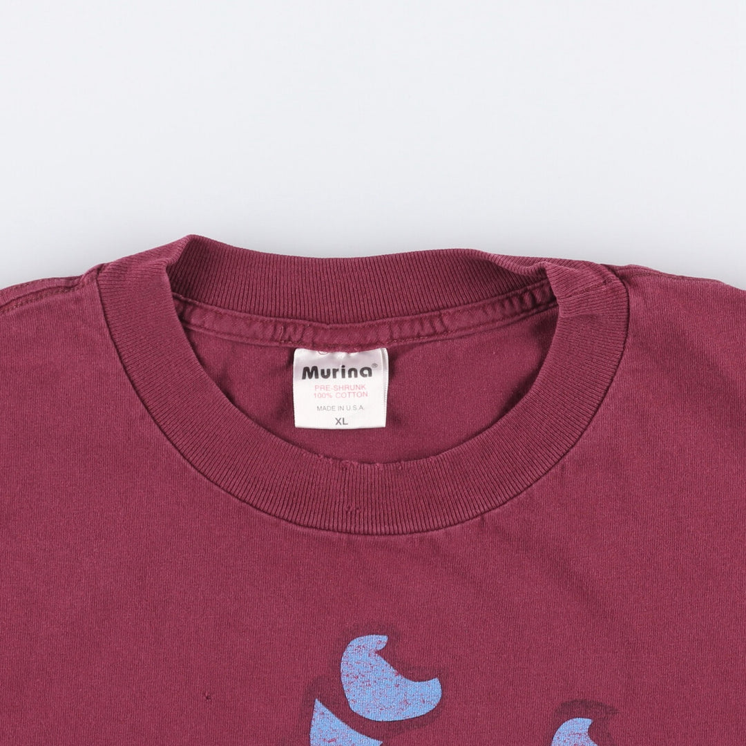 90'S Murina "The Tick" character print T-shirt, Made in USA, Men's XL, Vintage cotton burgundy type Vintage Second Hand