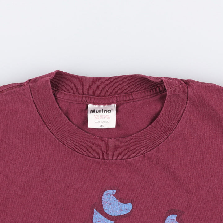 90'S Murina "The Tick" character print T-shirt, Made in USA, Men's XL, Vintage cotton burgundy type Vintage Second Hand