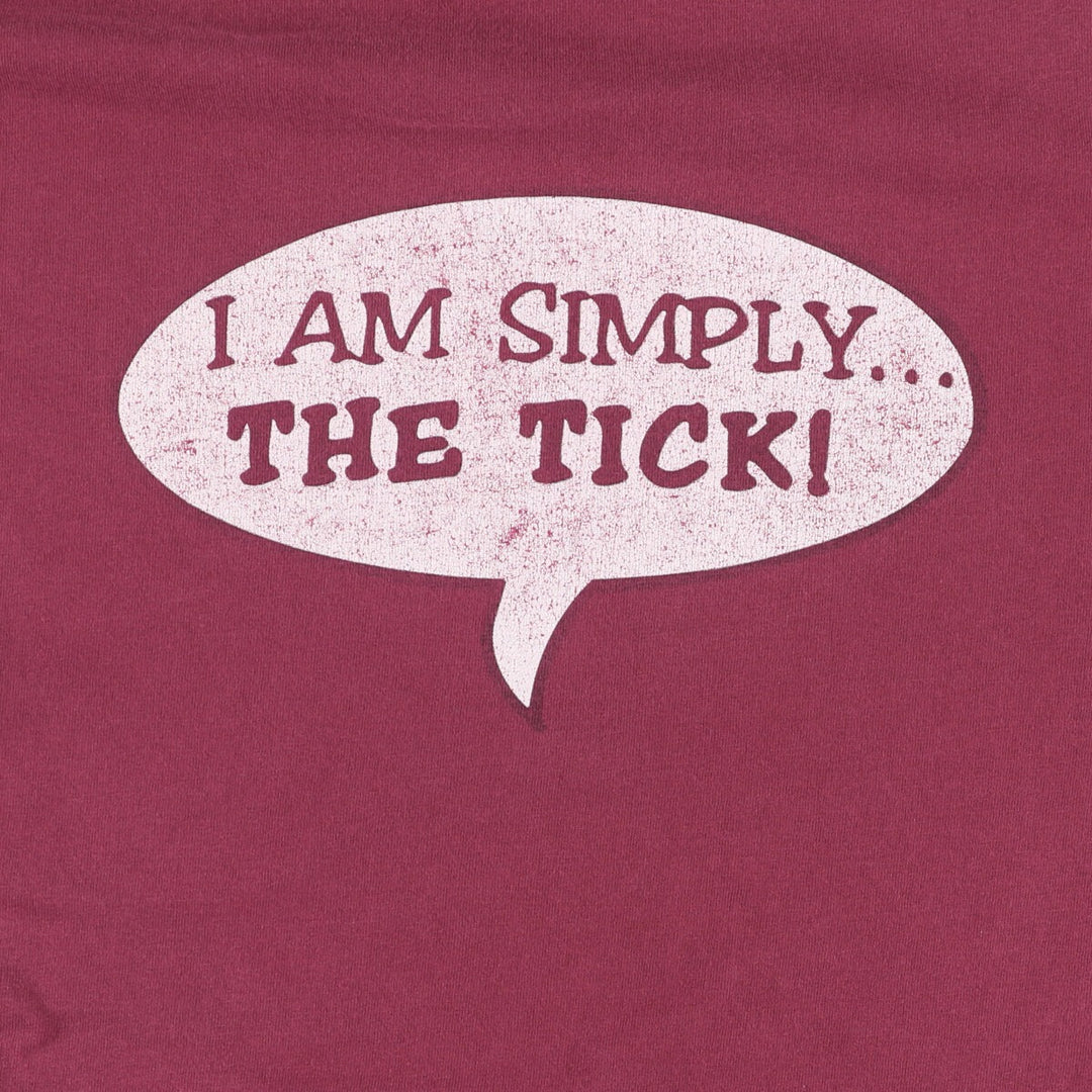90'S Murina "The Tick" character print T-shirt, Made in USA, Men's XL, Vintage cotton burgundy type Vintage Second Hand