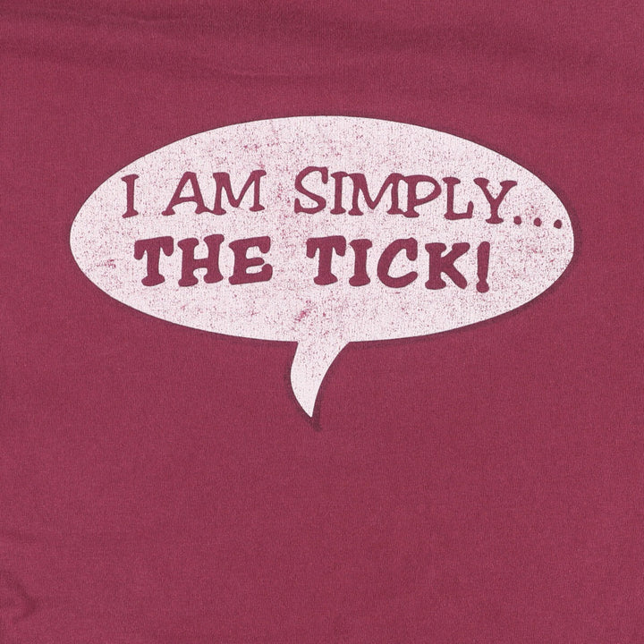 90'S Murina "The Tick" character print T-shirt, Made in USA, Men's XL, Vintage cotton burgundy type Vintage Second Hand