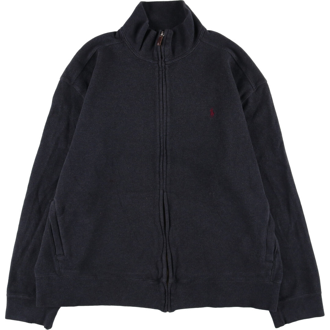 Ralph Lauren POLO by Ralph Lauren full zip sweatshirt, men's XL size cotton Charcoal Vintage Second Hand
