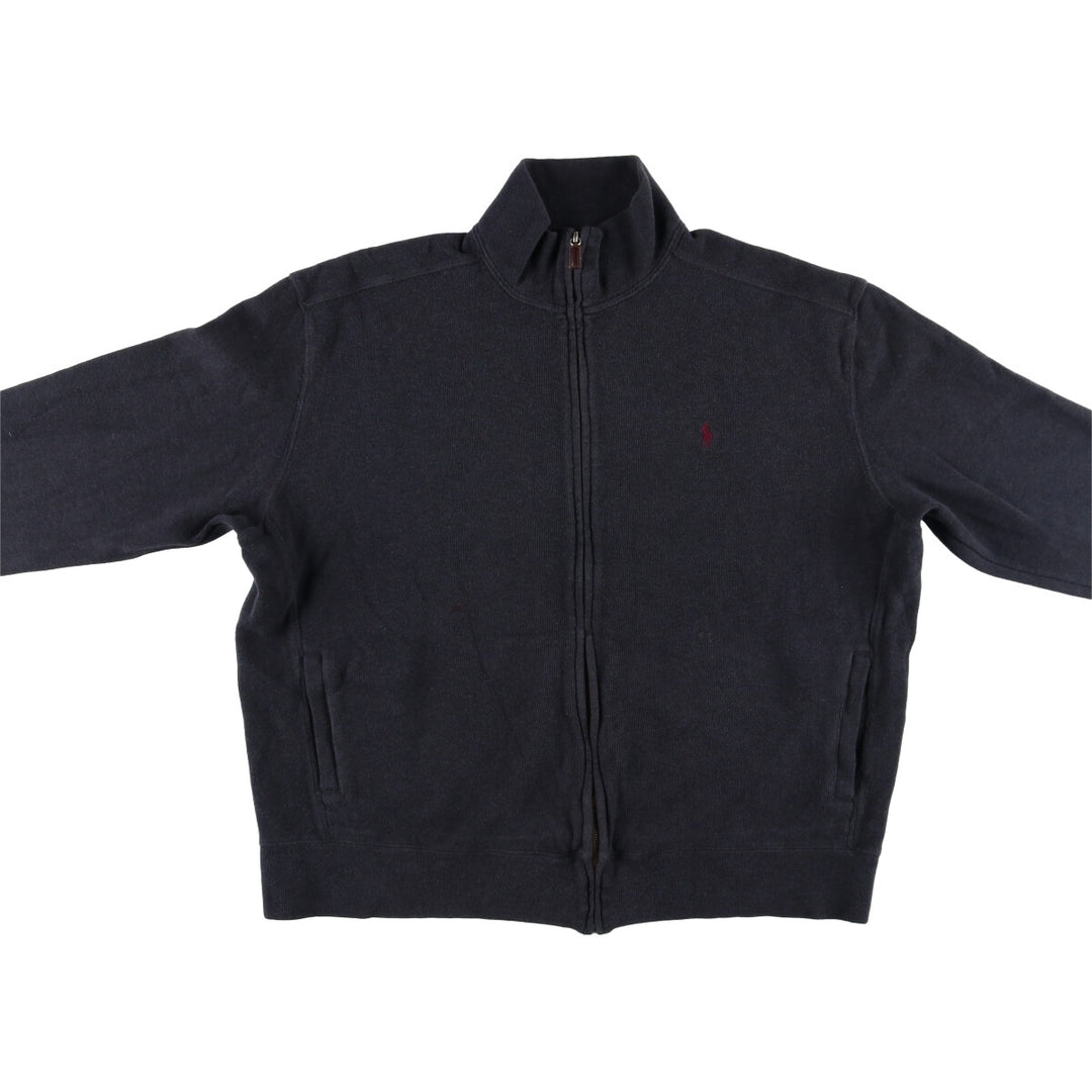 Ralph Lauren POLO by Ralph Lauren full zip sweatshirt, men's XL size cotton Charcoal Vintage Second Hand