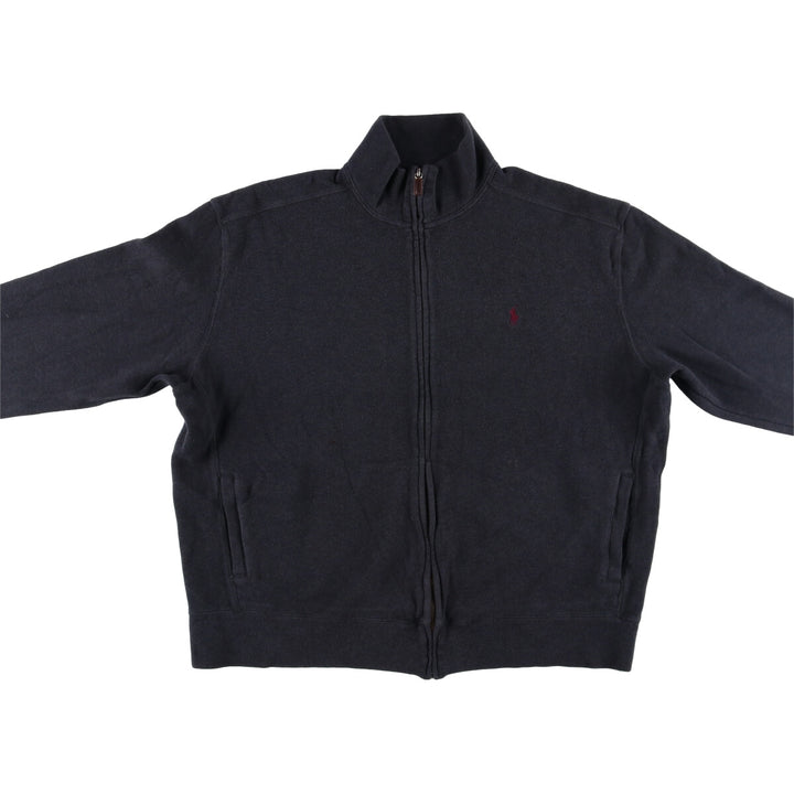 Ralph Lauren POLO by Ralph Lauren full zip sweatshirt, men's XL size cotton Charcoal Vintage Second Hand