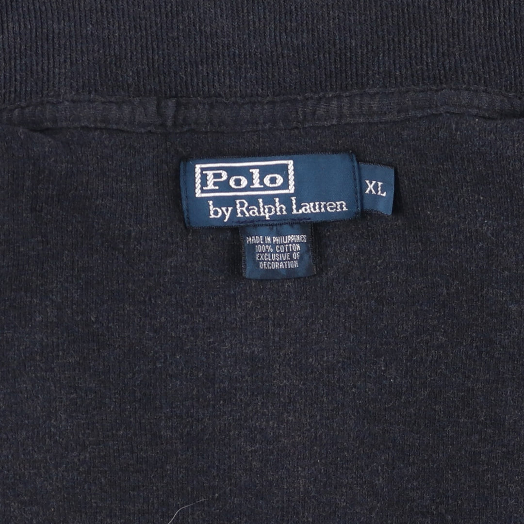 Ralph Lauren POLO by Ralph Lauren full zip sweatshirt, men's XL size cotton Charcoal Vintage Second Hand