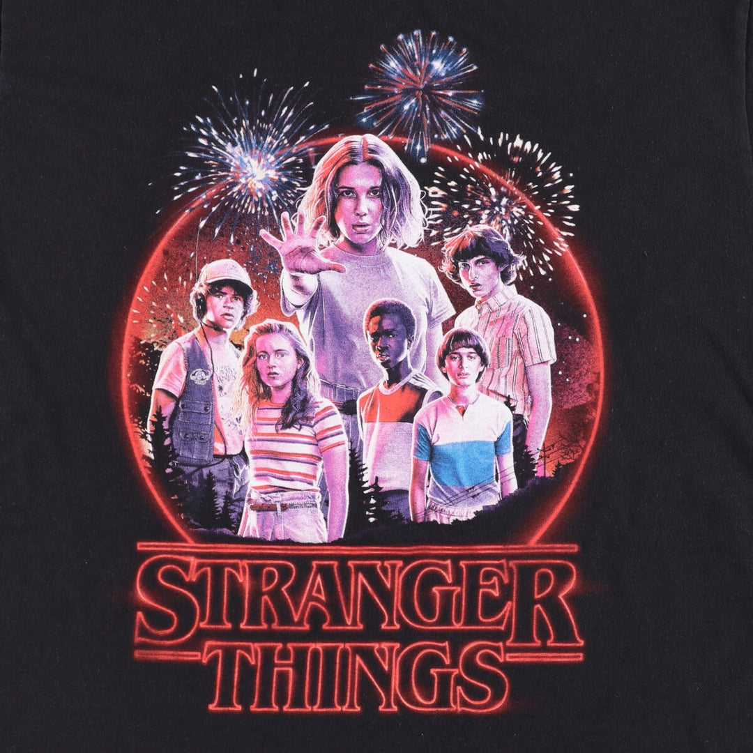 STRANGER THINGS Stranger Things Movie T-shirt Men's M size cotton black type Vintage Second Hand