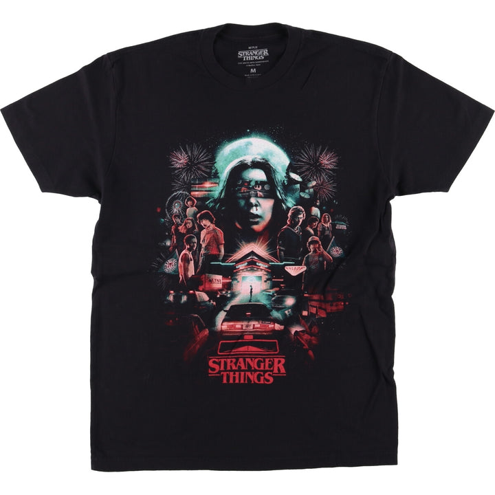 STRANGER THINGS Stranger Things Movie T-shirt Men's M size cotton black type Vintage Second Hand