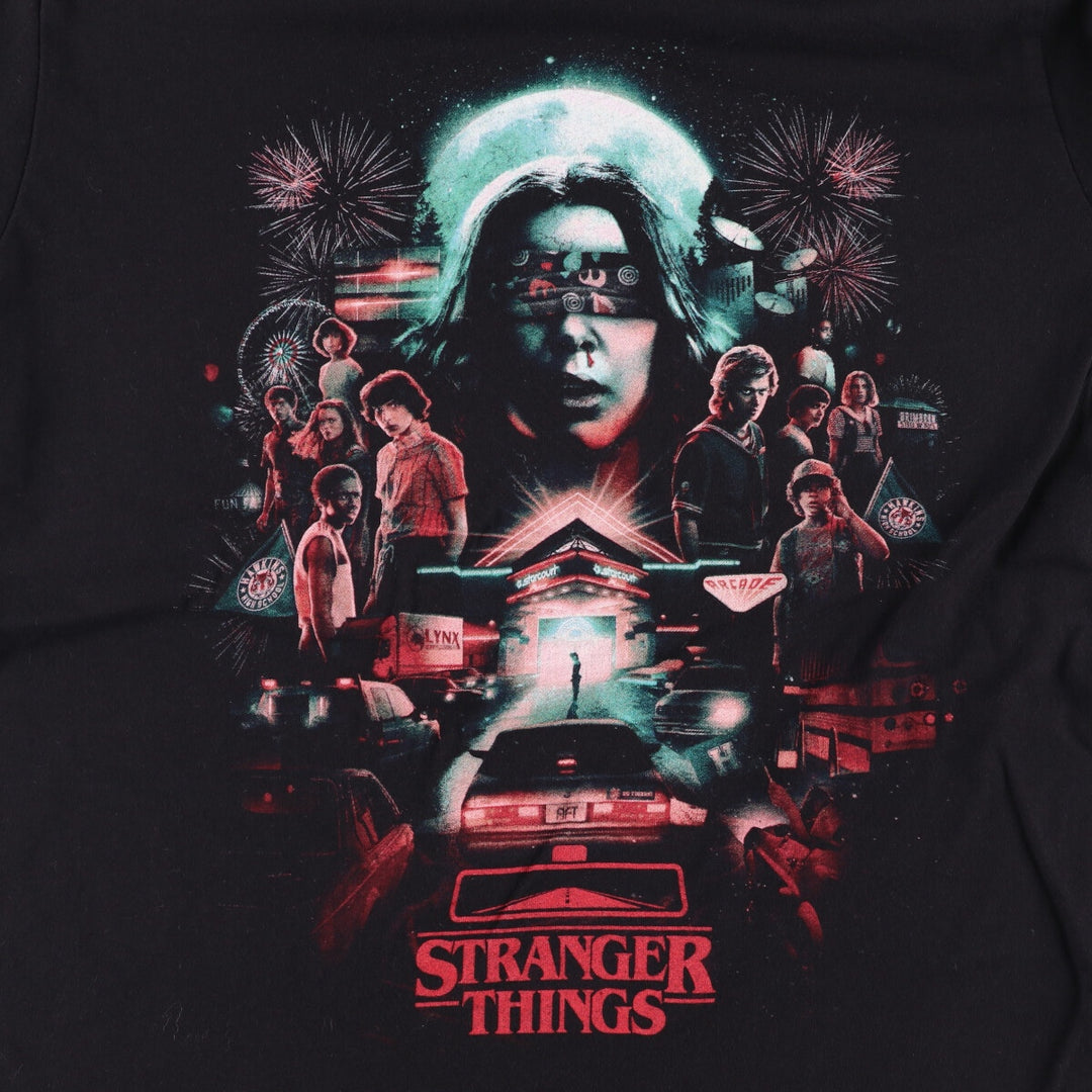 STRANGER THINGS Stranger Things Movie T-shirt Men's M size cotton black type Vintage Second Hand