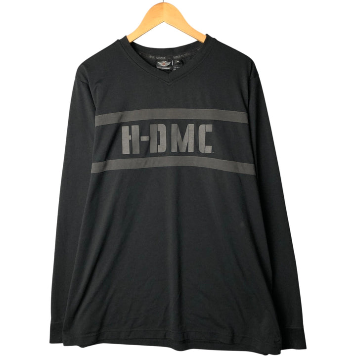 Harley-Davidson V-neck long T-shirt, men's size XL polyester black type Vintage Second Hand