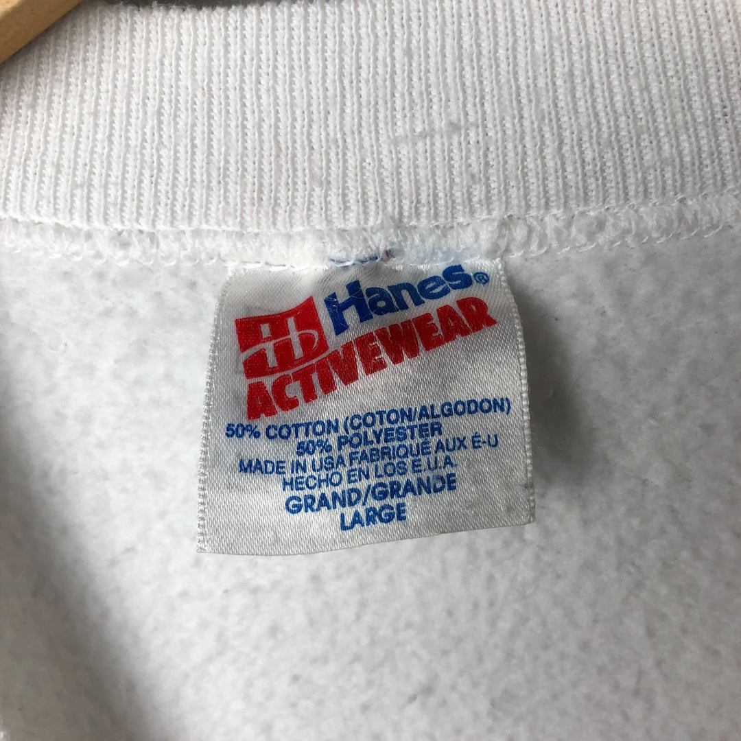 Vintage 90'S Hanes ACTIVEWEAR message print sweatshirt, made in the USA, size L, men's cotton white type Vintage Second Hand
