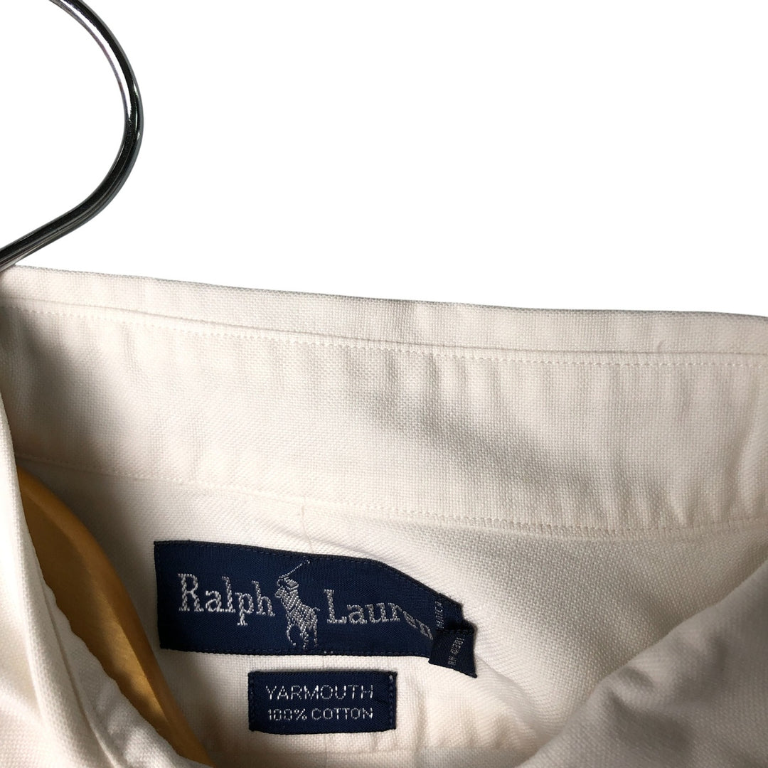 Ralph Lauren YARMOUTH long sleeve button down shirt, men's XL size cotton white type Vintage Second Hand