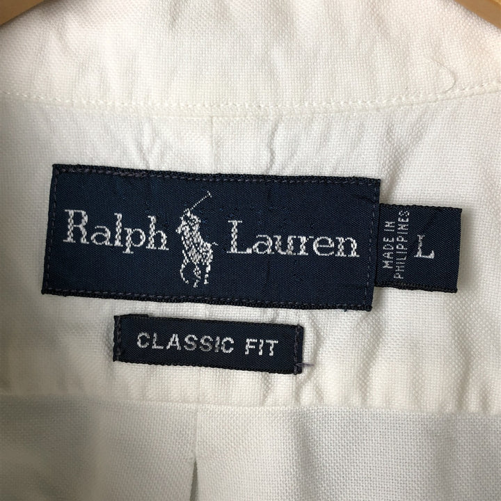 Ralph Lauren Classic Fit Long Sleeve Button Down Shirt, Men's Size L cotton white type Vintage Second Hand