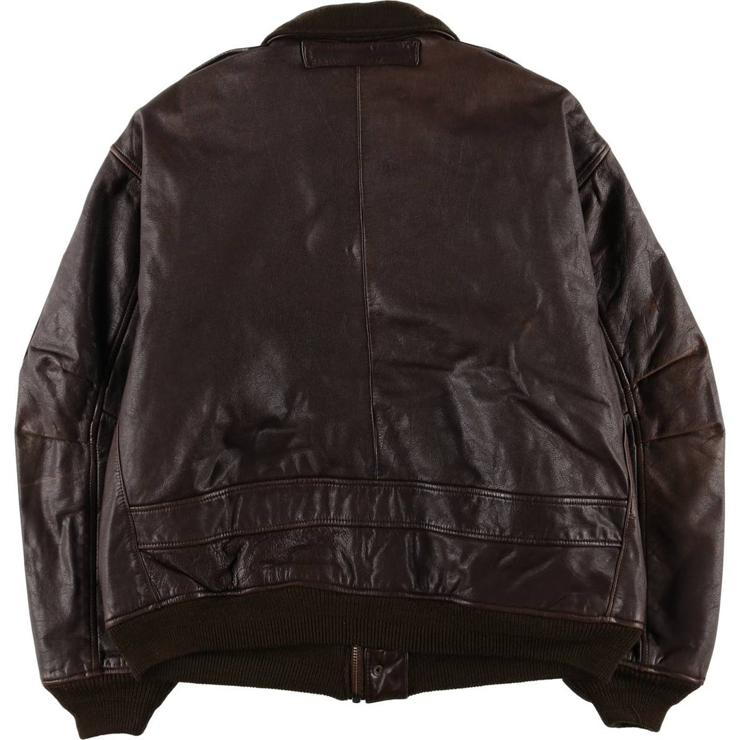 Vintage 1980'S Nautica A-2 padded leather jacket, size L, men's genuine leather brown type Vintage Second Hand