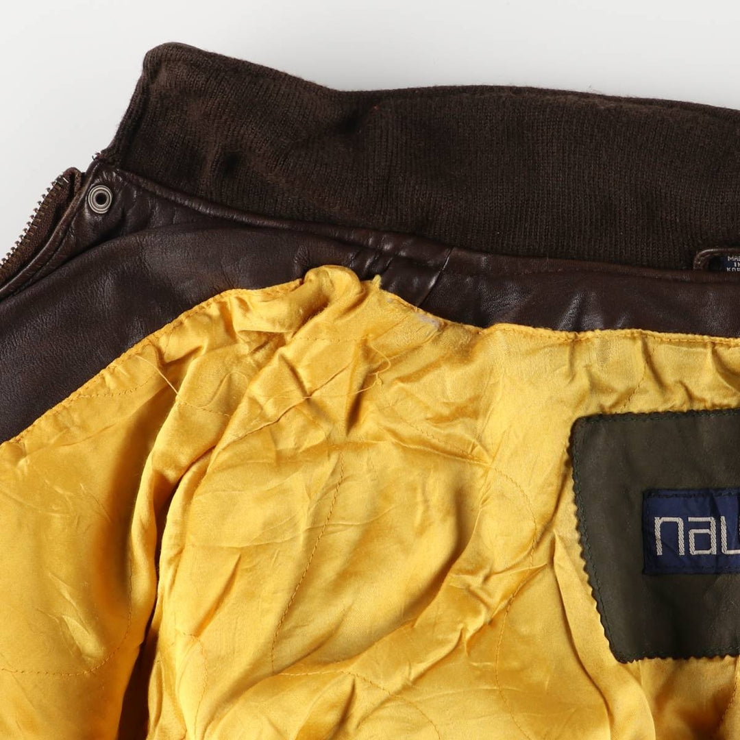 Vintage 1980'S Nautica A-2 padded leather jacket, size L, men's genuine leather brown type Vintage Second Hand