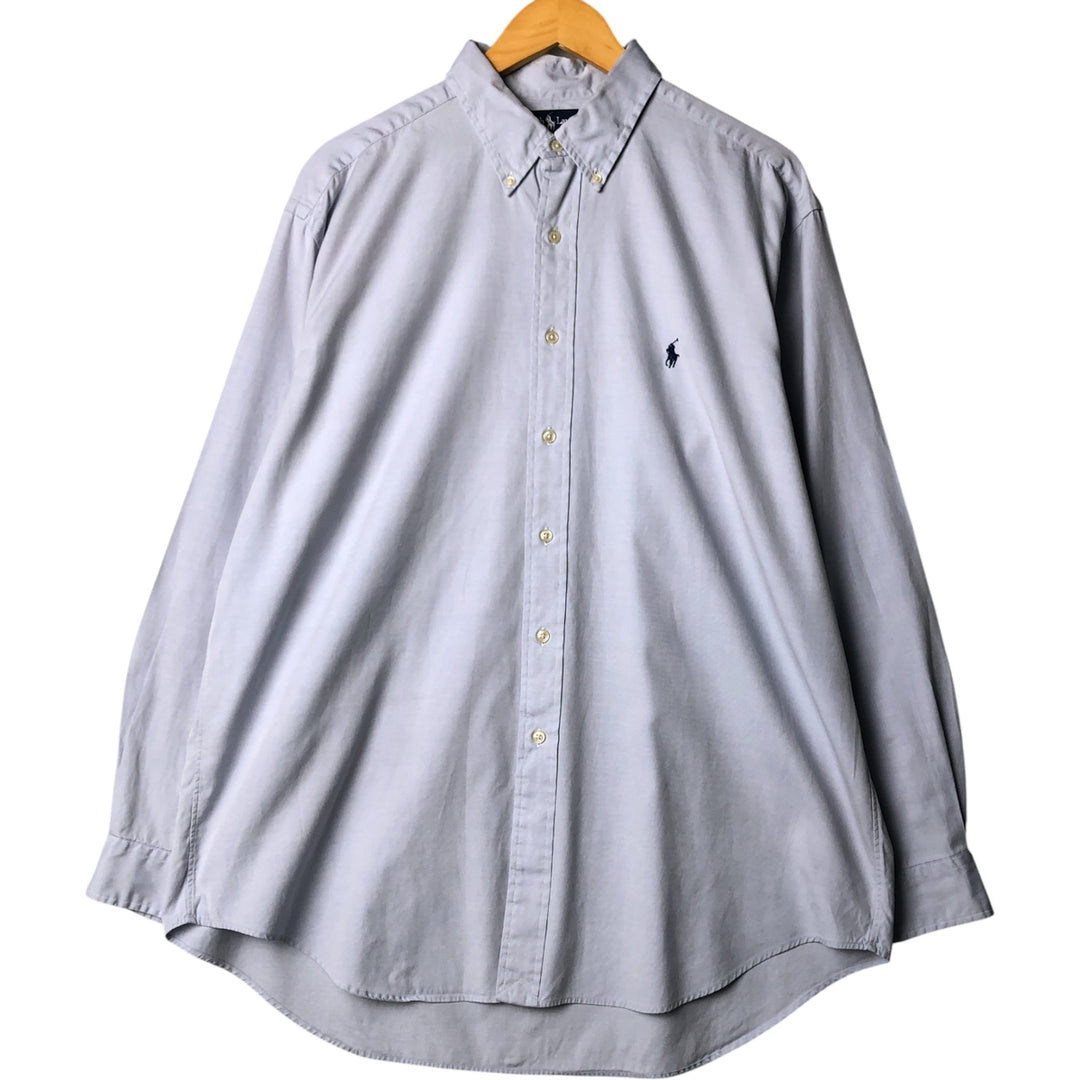Ralph Lauren YARMOUTH long sleeve button down shirt, men's XL size cotton Blue type light blue Vintage Second Hand