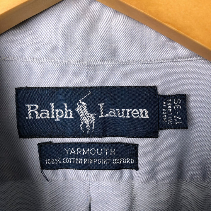 Ralph Lauren YARMOUTH long sleeve button down shirt, men's XL size cotton Blue type light blue Vintage Second Hand