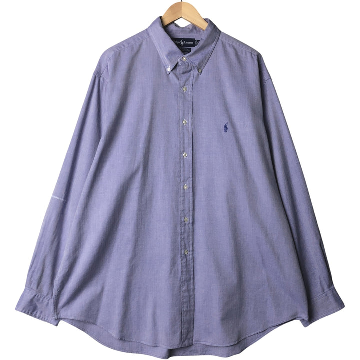 Ralph Lauren YARMOUTH long sleeve button down shirt, men's XXL size cotton blue type Vintage Second Hand