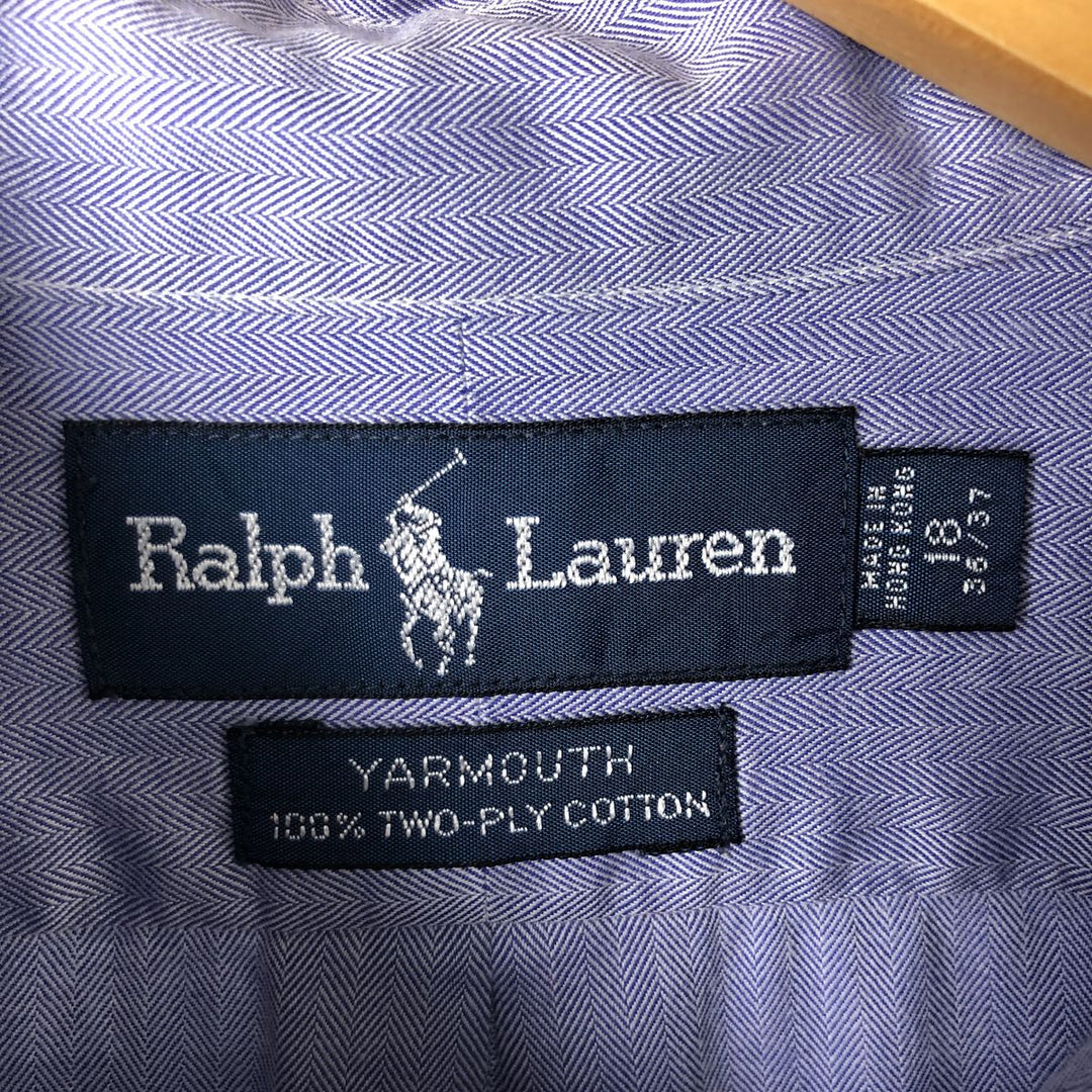 Ralph Lauren YARMOUTH long sleeve button down shirt, men's XXL size cotton blue type Vintage Second Hand