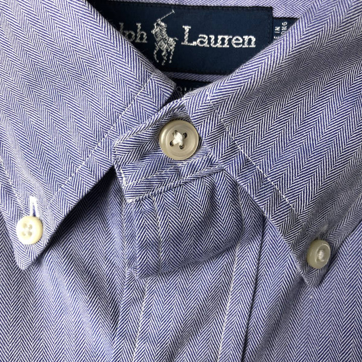 Ralph Lauren YARMOUTH long sleeve button down shirt, men's XXL size cotton blue type Vintage Second Hand
