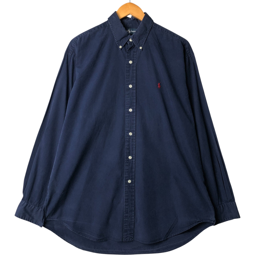 Ralph Lauren BLAKE long sleeve button down shirt, men's size L cotton navy blue type Vintage Second Hand