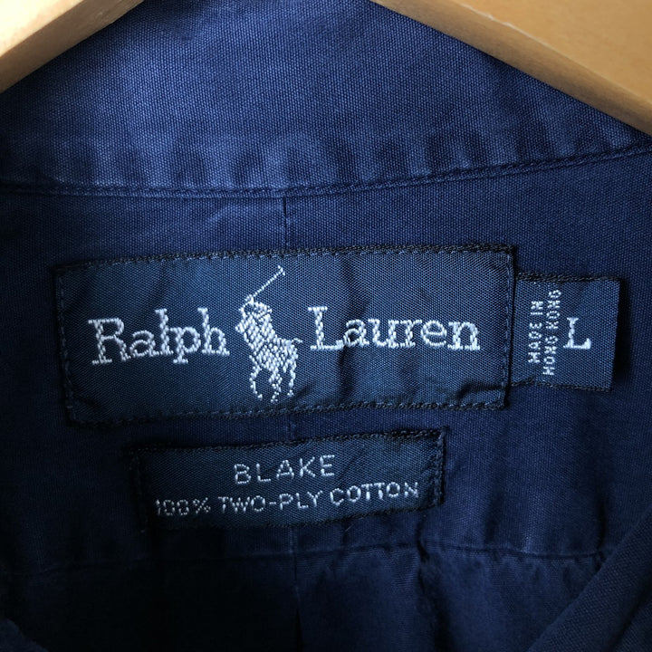 Ralph Lauren BLAKE long sleeve button down shirt, men's size L cotton navy blue type Vintage Second Hand