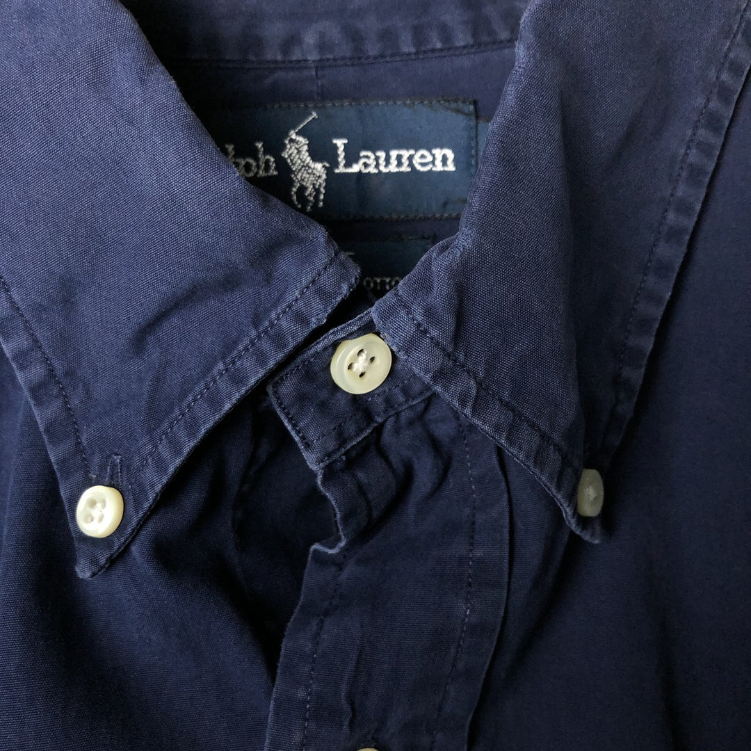Ralph Lauren BLAKE long sleeve button down shirt, men's size L cotton navy blue type Vintage Second Hand