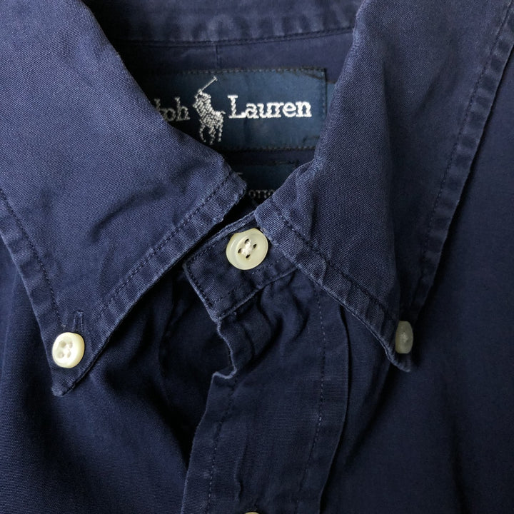 Ralph Lauren BLAKE long sleeve button down shirt, men's size L cotton navy blue type Vintage Second Hand