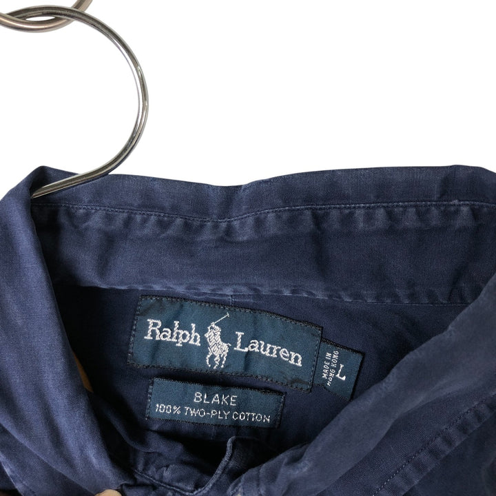 Ralph Lauren BLAKE long sleeve button down shirt, men's size L cotton navy blue type Vintage Second Hand