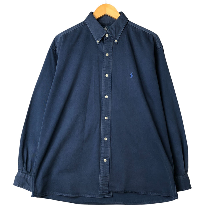 Ralph Lauren BLAKE long sleeve button down shirt, men's size L cotton navy blue type Vintage Second Hand