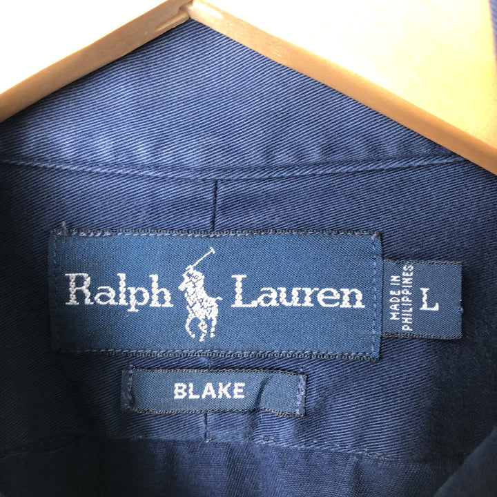 Ralph Lauren BLAKE long sleeve button down shirt, men's size L cotton navy blue type Vintage Second Hand