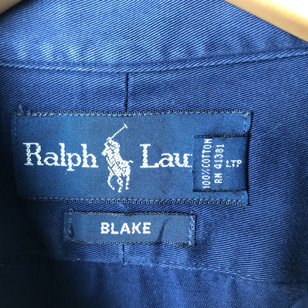 Ralph Lauren BLAKE long sleeve button down shirt, men's size L cotton navy blue type Vintage Second Hand
