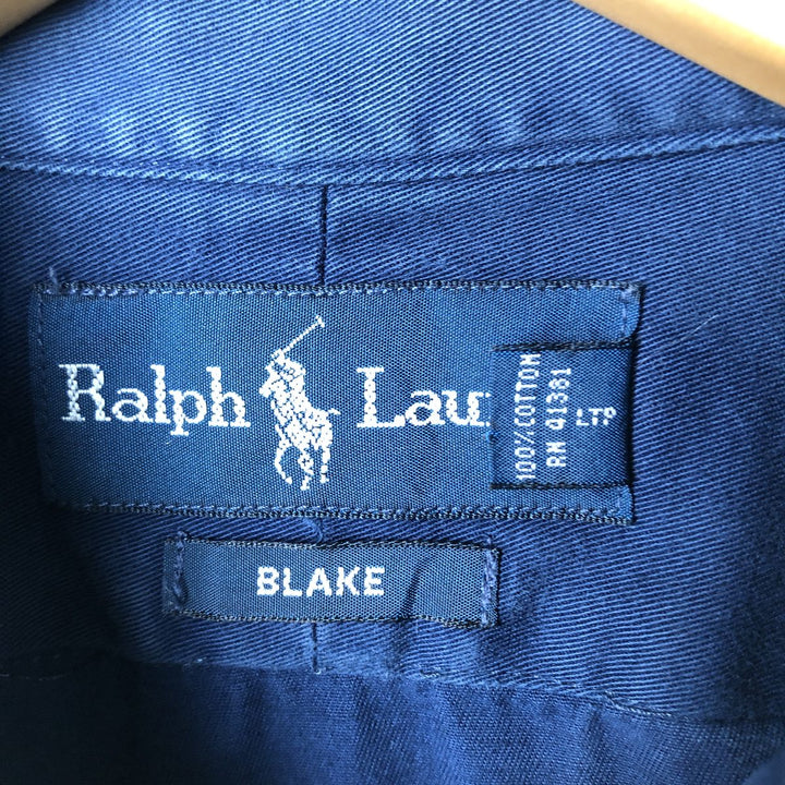 Ralph Lauren BLAKE long sleeve button down shirt, men's size L cotton navy blue type Vintage Second Hand