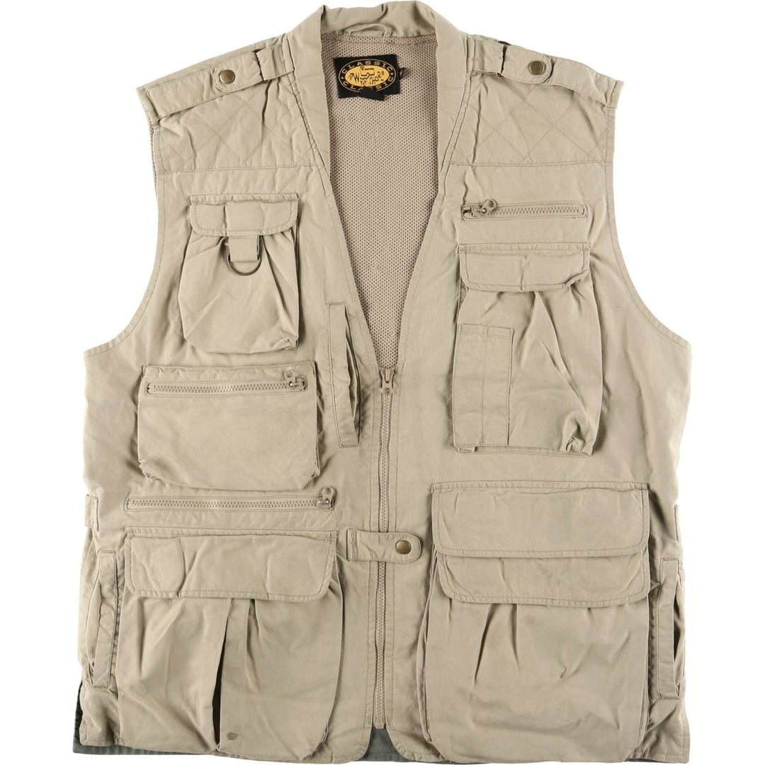 WOOLRICH Safari Vest, Men's XL cotton Beige type Vintage Second Hand