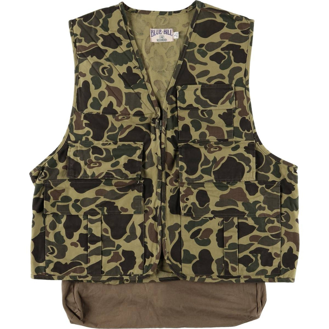 Vintage 80s-90'S Red Head Blue Bill Camouflage Pattern Hunting Vest, Men's Size L cotton Khaki type Vintage Second Hand