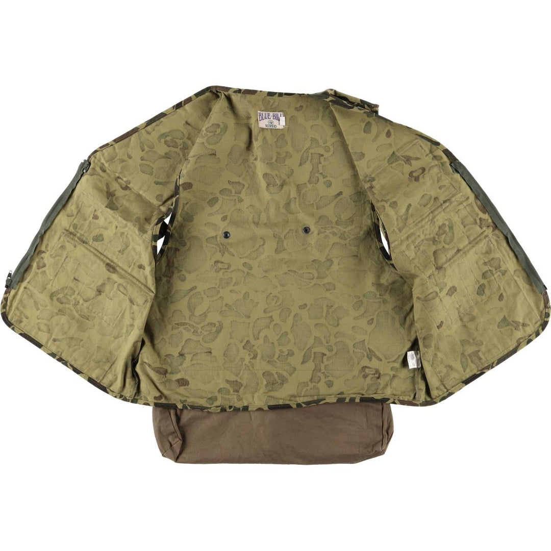 Vintage 80s-90'S Red Head Blue Bill Camouflage Pattern Hunting Vest, Men's Size L cotton Khaki type Vintage Second Hand