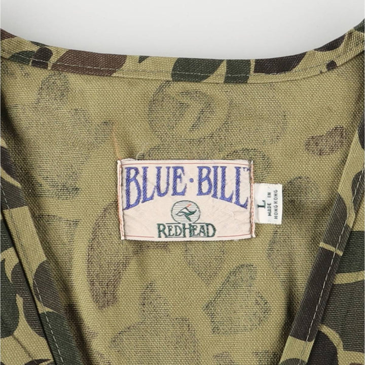 Vintage 80s-90'S Red Head Blue Bill Camouflage Pattern Hunting Vest, Men's Size L cotton Khaki type Vintage Second Hand
