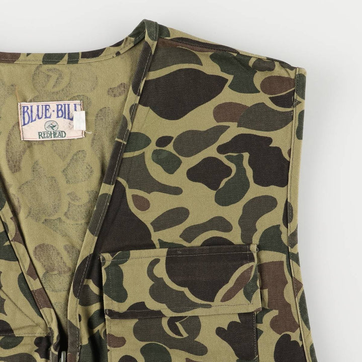 Vintage 80s-90'S Red Head Blue Bill Camouflage Pattern Hunting Vest, Men's Size L cotton Khaki type Vintage Second Hand