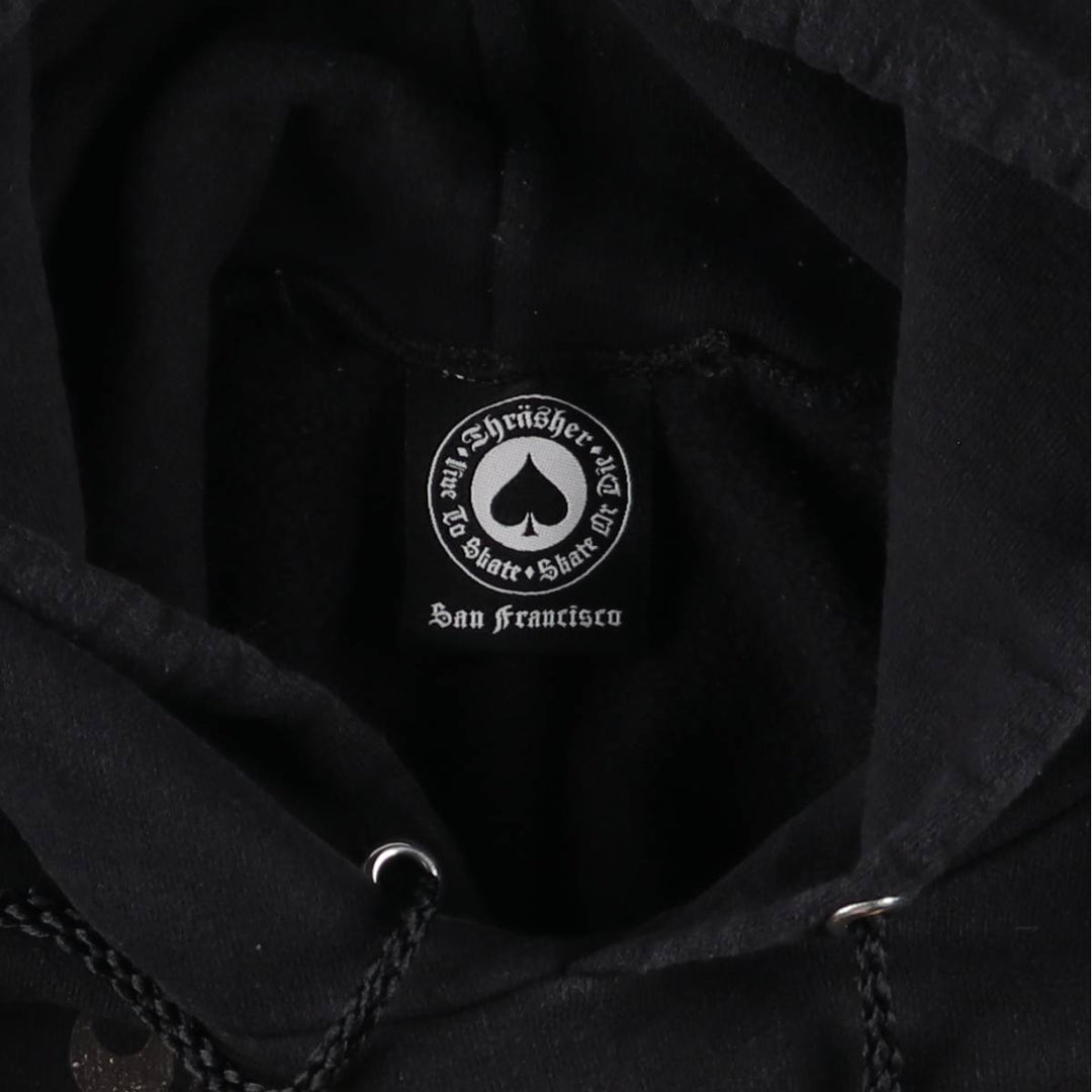 Thrasher Fire Pattern Pullover Hoodie, Men's XL cotton black type Vintage Second Hand