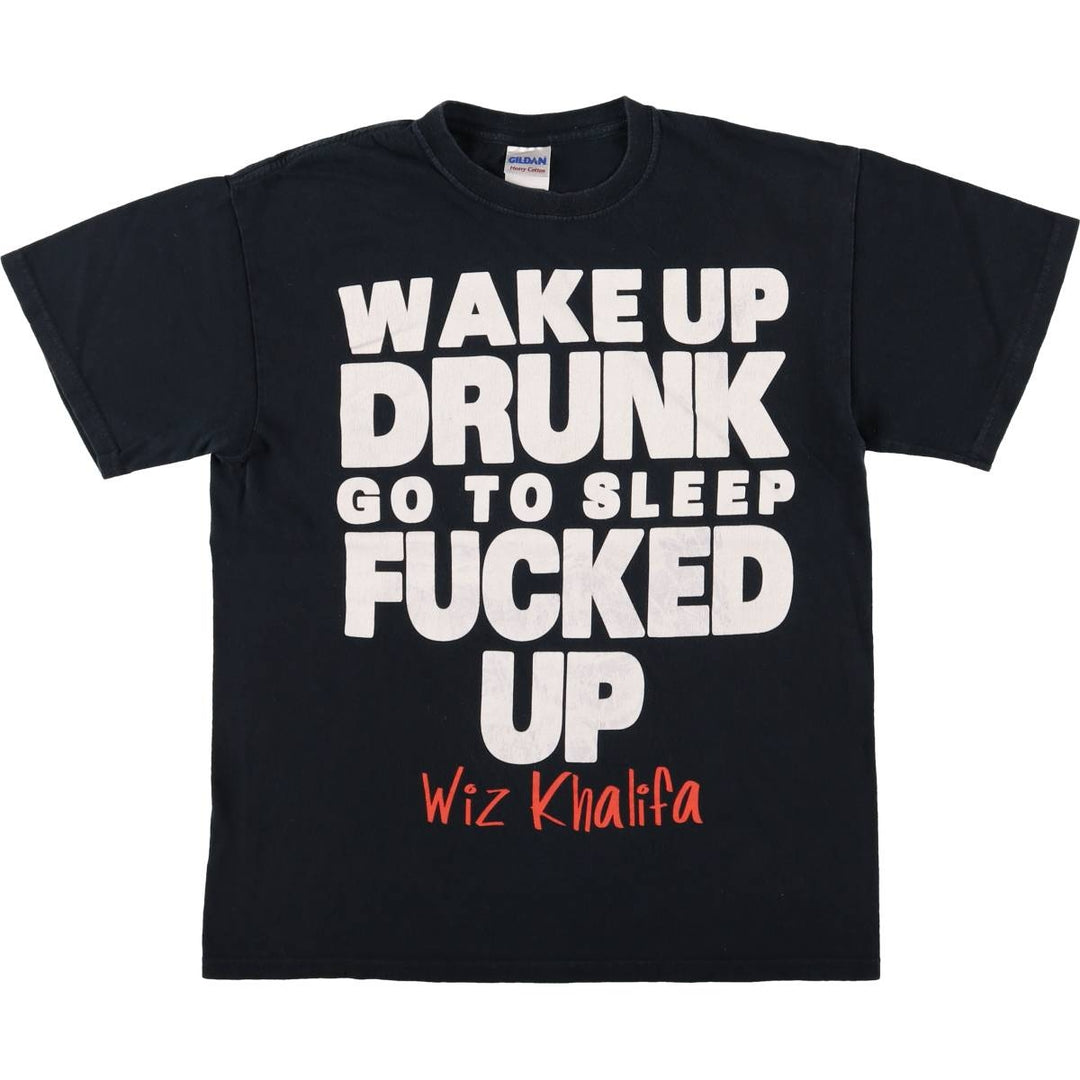 Gildan Wiz Khalifa Rap T-Shirt, Men's Size Medium cotton black type Vintage Second Hand