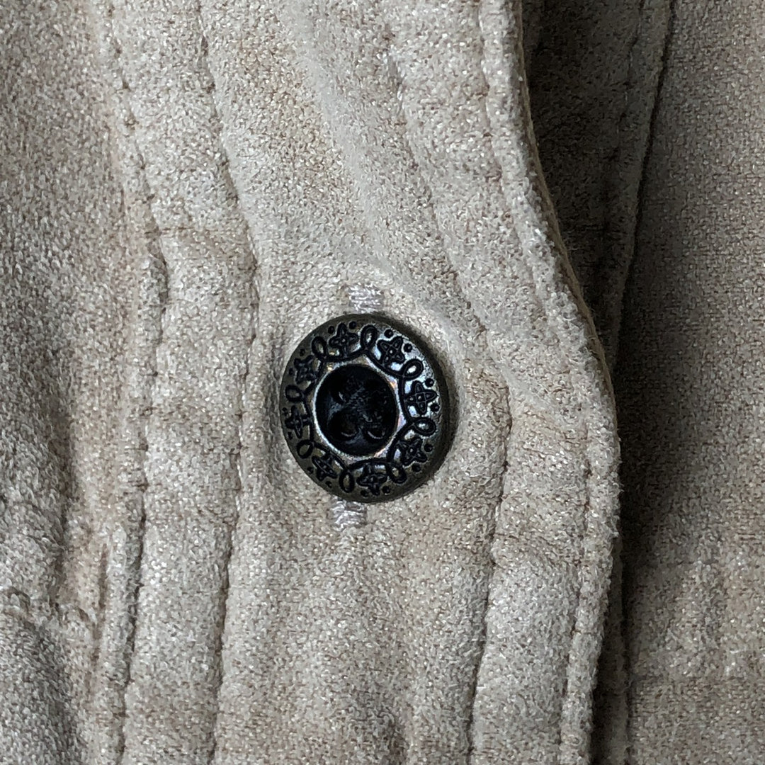 Craft and Barrow long-sleeved faux suede shirt, women's size XL polyester Beige type Vintage Second Hand