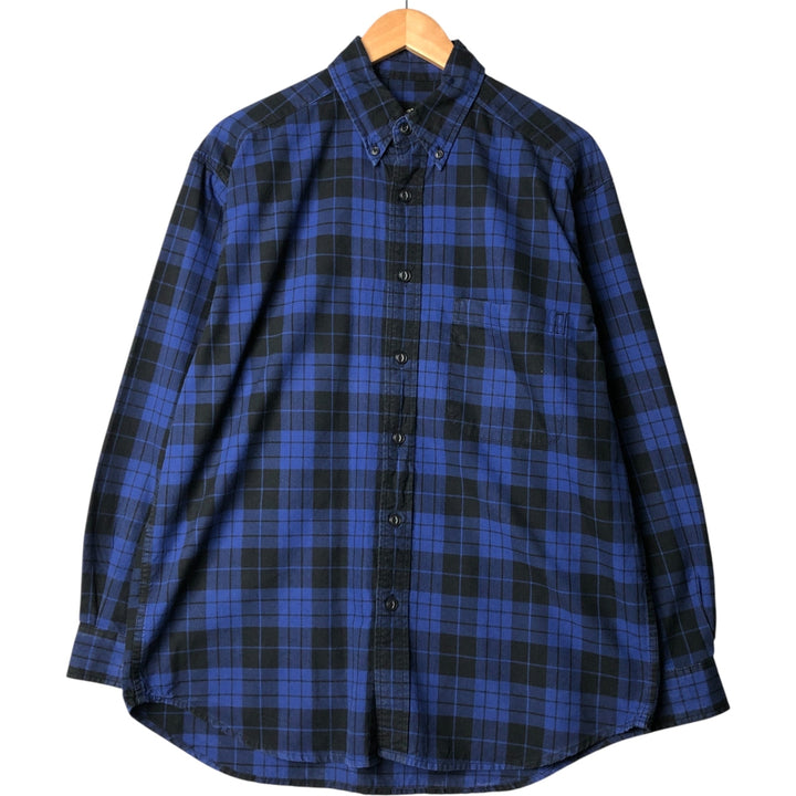 Eddie Bauer Long Sleeve Button-Down Check Shirt, Men's Size M cotton blue type Vintage Second Hand